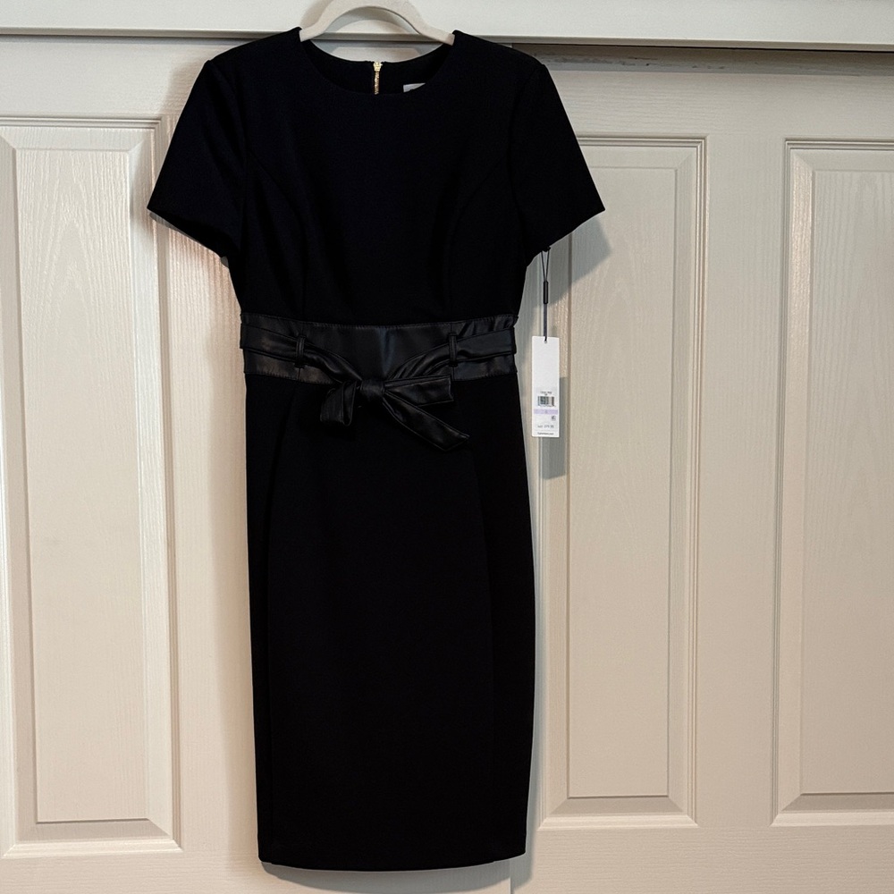 Calvin Klein Black Midi Dress with Satin Bow